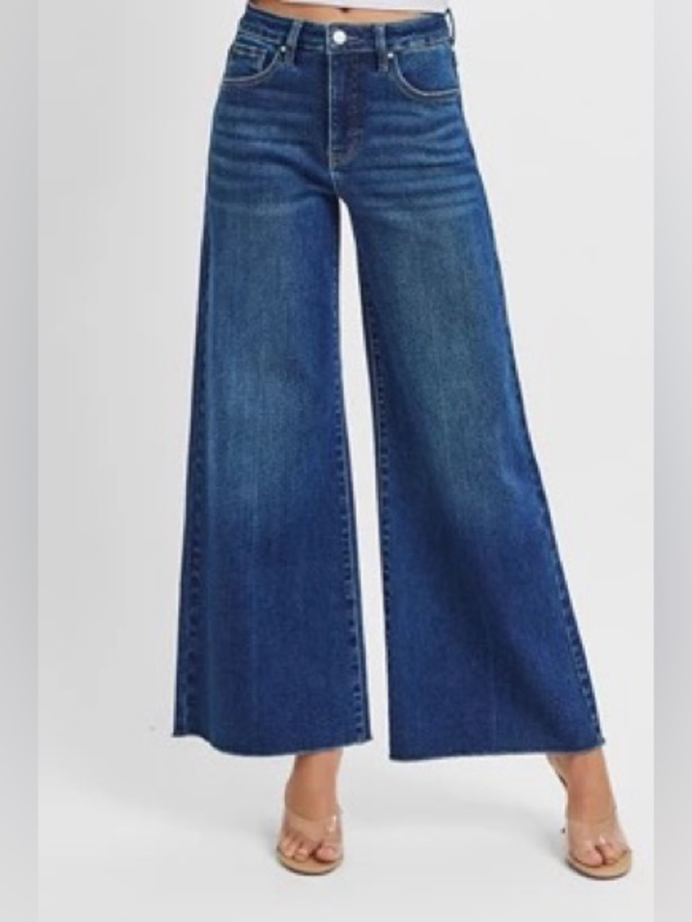 PWA21038X DARK PLUS Risen Tummy Control High Rise Ankle Wide Palazzo Jeans